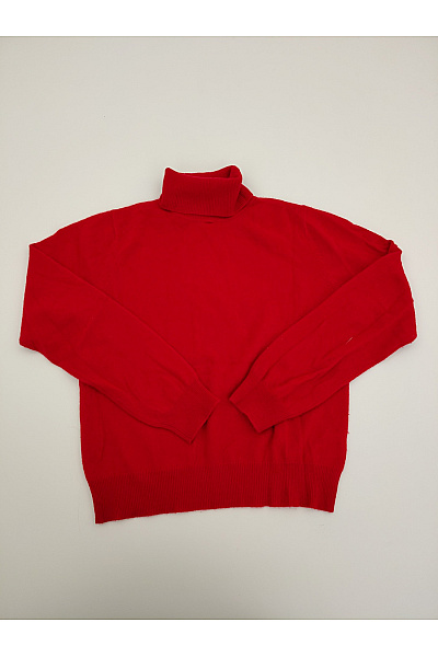 ABSOLUT CASHMERE Červený Kašmírový Rolák Basic Velikost M