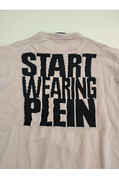 Philipp Plein Béžový vlněný pulovr s nápisem Velikost L | Philipp Plein | obrázek 8