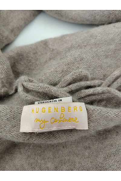 HUGENBERG Hnědá kašmírová trojcípá šála s třásněmi Vel. ONE SIZE | HUGENBERG | obrázek 5