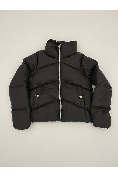 JIMMY SANDERS Černá Krátká Prošívaná Puffer Bunda Se Zipem Vel. M