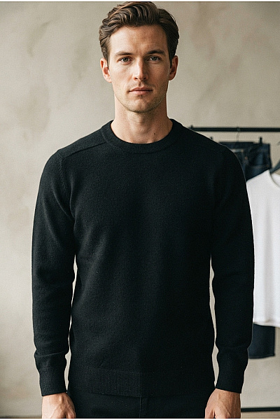 LAWRENCE GREY Černý Pánský Pletený Pulovr Basic Vel. L