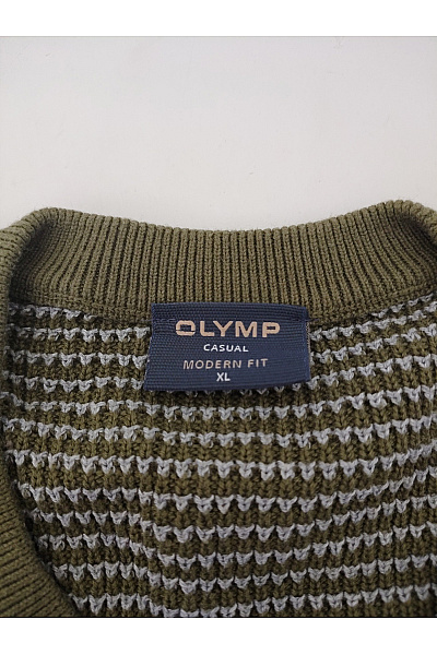OLYMP Pánský khaki pletený pulovr s výstřihem do V Vel. XL | OLYMP | obrázek 4