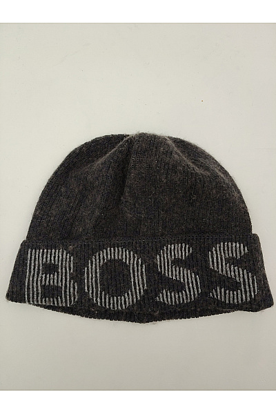 Hugo Boss Vlněná čepice šedá Měkká