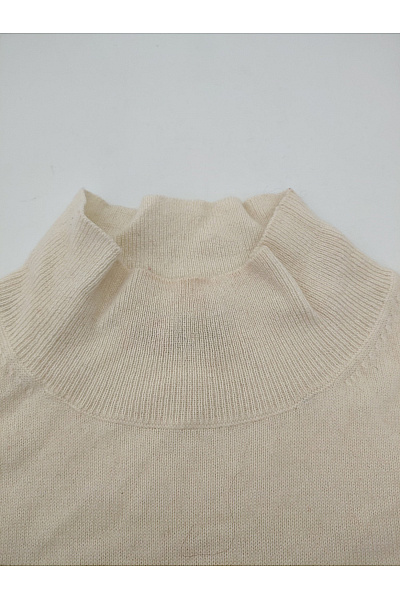 Béžové pletené svetrové šaty s dlouhým rukávem a stojáčkem Vel. L | Unimoda | obrázek 7