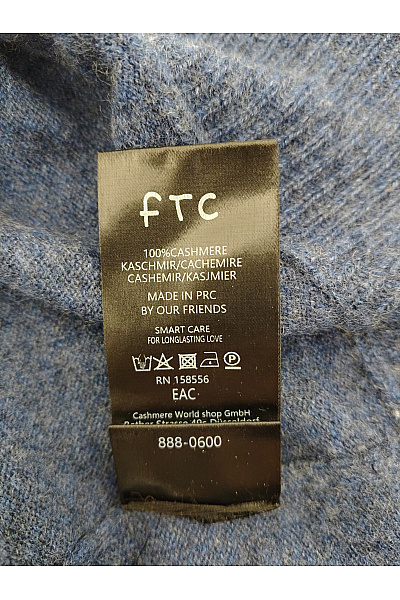 FTC Modrý kašmírový pulovr basic Velikost L | FTC | obrázek 6