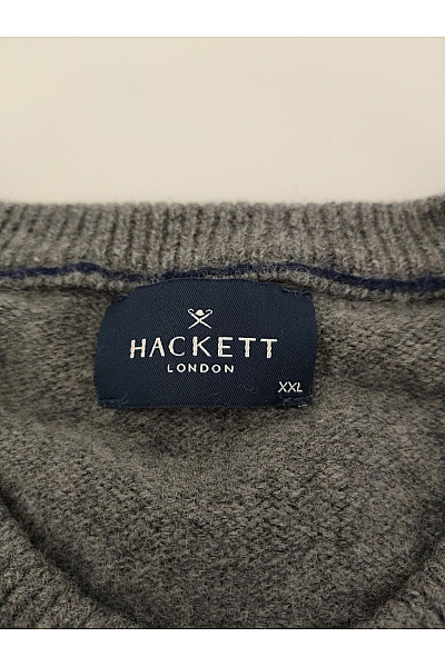 HACKETT Pánský šedý vlněný pulovr basic Vel. XXL | HACKETT | obrázek 4