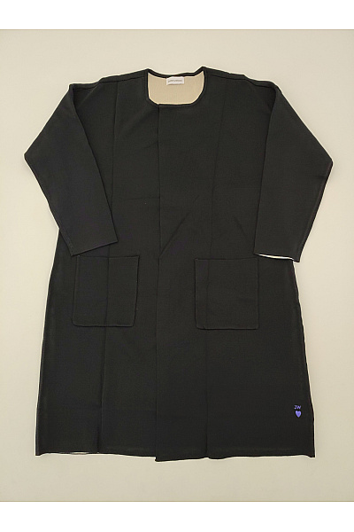 Judith Williams Černý Dlouhý Pletený Kardigan Oversized Vel. IT 44