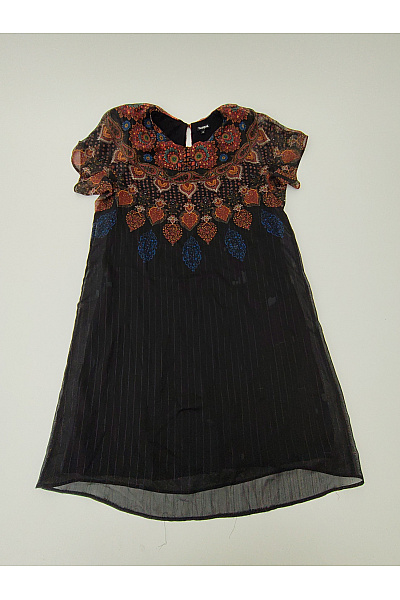 DESIGUAL Černé šaty s krátkým rukávem boho vzor Vel. EU 40 | DESIGUAL | obrázek 2