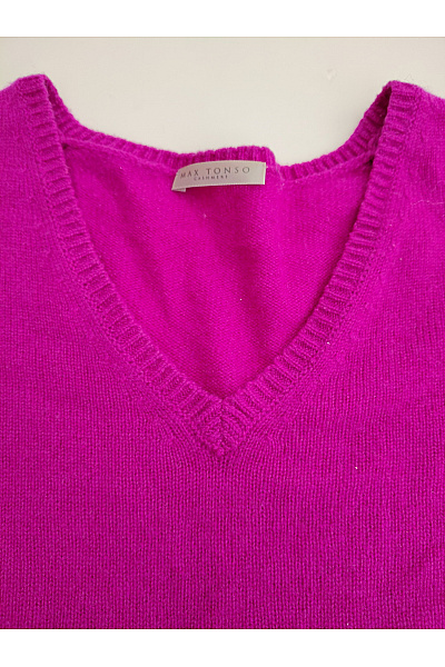 MAX TONSO CASHMERE Fialový kašmírový pulovr do véčka basic Vel. XL | MAX TONSO CASHMERE | obrázek 5