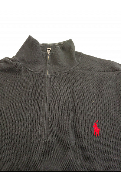 Ralph Lauren Černý bavlněný pánský pulovr na zip se stojáčkem Velikost US L | Ralph Lauren | obrázek 3