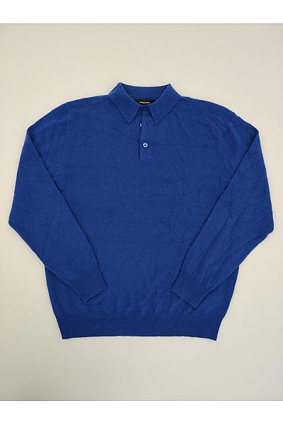 LAWRENCE GREY Pánský Modrý Kašmírový Pulovr S Límečkem Na Knoflíky Velikost 3XL