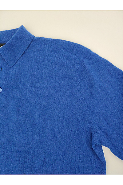 LAWRENCE GREY Pánský modrý kašmírový pulovr s límečkem na knoflíky Velikost 3XL | LAWRENCE GREY | obrázek 4