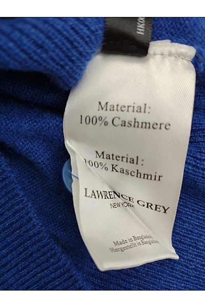 LAWRENCE GREY Pánský modrý kašmírový pulovr s límečkem na knoflíky Velikost 3XL | LAWRENCE GREY | obrázek 5
