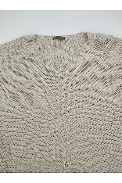 ZAUBERSTERN Béžový pletený pulovr asymetrický oversized Vel. XXL | ZAUBERSTERN | obrázek 4