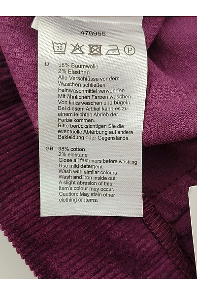 HELENA VERA Fialové manšestrové kalhoty s kapsami Velikost DE 40 | HELENA VERA | obrázek 6