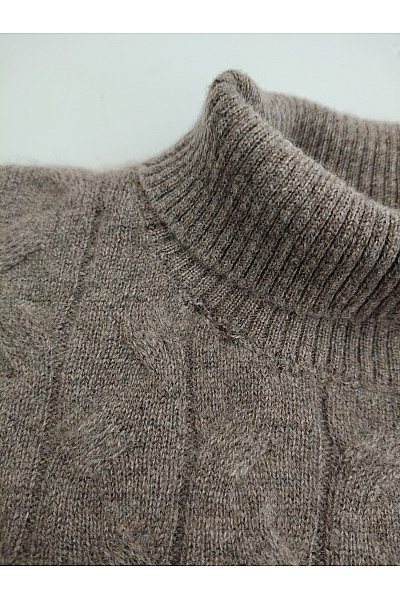 LAWRENCE GREY Hnědý kašmírový rolák copánkový vzor oversized Velikost S | LAWRENCE GREY | obrázek 3