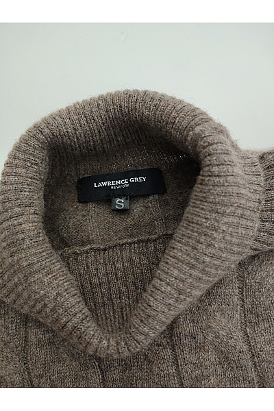 LAWRENCE GREY Hnědý kašmírový rolák copánkový vzor oversized Velikost S | LAWRENCE GREY | obrázek 4