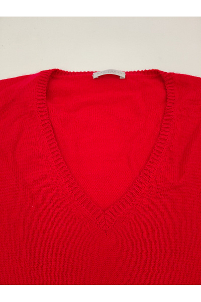MAX TONSO CASHMERE Červený kašmírový pulovr do véčka basic Velikost XXL | MAX TONSO CASHMERE | obrázek 3