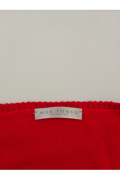 MAX TONSO CASHMERE Červený kašmírový pulovr do véčka basic Velikost XXL | MAX TONSO CASHMERE | obrázek 5