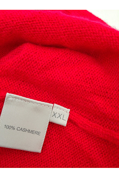 MAX TONSO CASHMERE Červený kašmírový pulovr do véčka basic Velikost XXL | MAX TONSO CASHMERE | obrázek 7