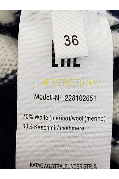 THE MERCER N.Y. Modrý pruhovaný vlněný rolák merino oversized Velikost EU 36 | THE MERCER N.Y. | obrázek 7