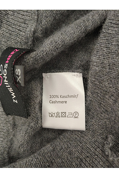 Zwillingsherz Šedé kašmírové široké kalhoty s kapsami na zavazování Velikost XS | Zwillingsherz | obrázek 6