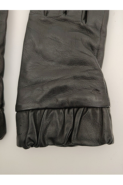 Černé dámské kožené rukavice s řasením Velikost S | Unimoda | obrázek 3