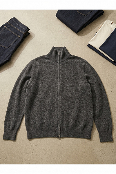 Marc O´Polo Pánský šedý Bavlněný Kardigan Na Zip Se Stojáčkem Vel. 3XL