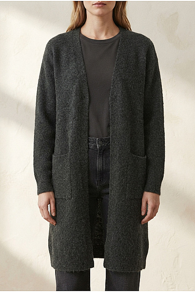 VERO MODA Šedý Pletený Kardigan Do Véčka Delší Basic Velikost EU S