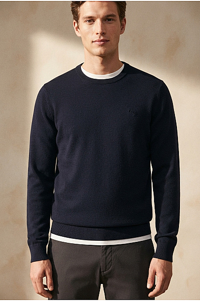 Scotch & Soda Pánský Tmavě Modrý Basic Pulovr S Dlouhým Rukávem Vel. M