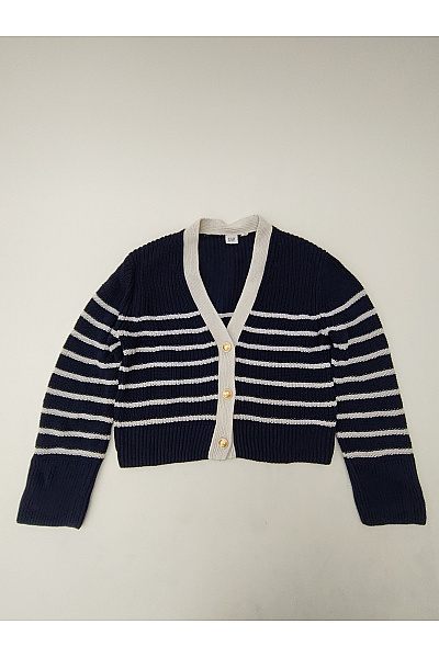 Gap Modrý Pruhovaný Pletený Kardigan Na Knoflíky Vel. US XS