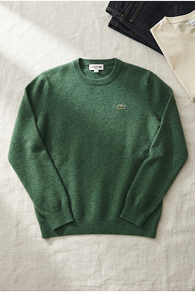 LACOSTE Zelený Vlněný Pletený Pulovr Basic Velikost FR 4