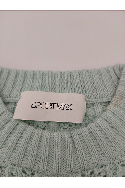 sportmax Zelený vlněný pletený ažurový pulovr Velikost S | sportmax | obrázek 4