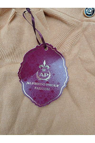 Alfredo Pauly Hnědý dámský pulovr se stojáčkem a knoflíky Velikost 44 | Alfredo Pauly | obrázek 3