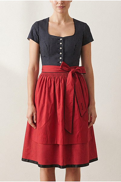 Hammerschmid Bavlněné Dirndl šaty Midi Puntíkované S Páskem Vel. 42