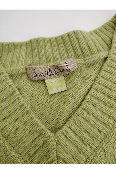 Smith & Soul Dámský khaki pletený pulovr do véčka oversized Vel. XL | Smith & Soul | obrázek 3