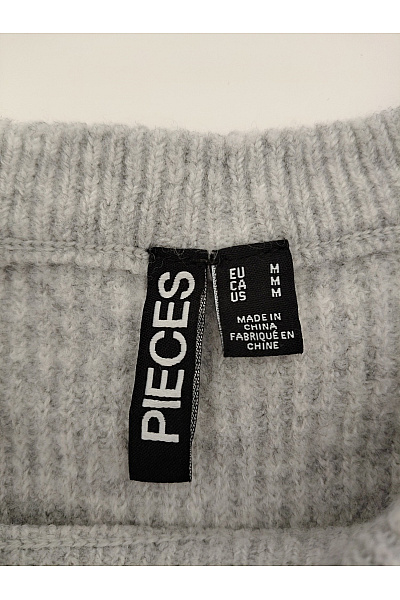 PIECES Šedý žebrovaný crop svetřík s krátkým rukávem basic Vel. EU M | PIECES | obrázek 4