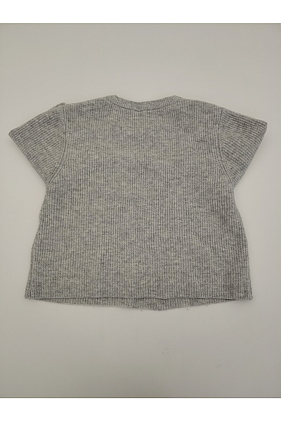 PIECES Šedý žebrovaný crop svetřík s krátkým rukávem basic Vel. EU M | PIECES | obrázek 7