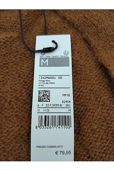 SISLEY Hnědý pletený kardigan do véčka s balonovými rukávy Vel. M | SISLEY | obrázek 5