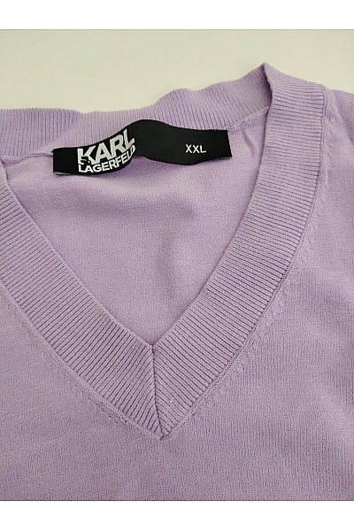 Karl Lagerfeld Fialový pánský pulovr s výstřihem do V basic Velikost XXL | Karl Lagerfeld | obrázek 4