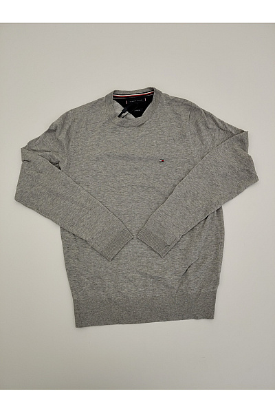 TOMMY HILFIGER Šedý Bavlněný Pulovr Basic Velikost S