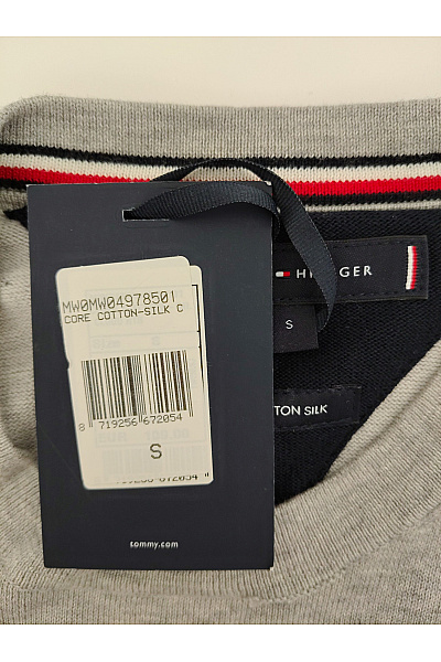 TOMMY HILFIGER Šedý bavlněný pulovr basic Velikost S | TOMMY HILFIGER | obrázek 6