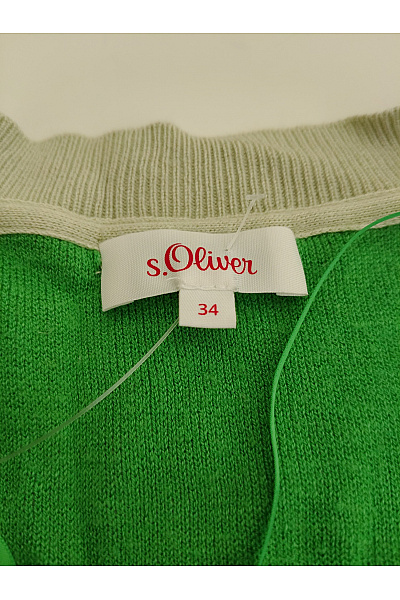 s.OLIVER Dámský khaki pulovr s výstřihem do V a košilovou vsadkou Velikost EU 34 | s.OLIVER | obrázek 7
