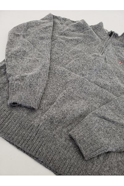 NAPAPIJRI Šedý vlněný pulovr se stojáčkem na zip Vel. XXL | NAPAPIJRI | obrázek 3
