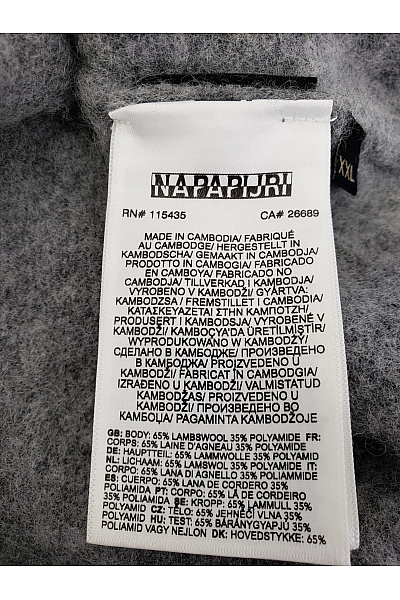 NAPAPIJRI Šedý vlněný pulovr se stojáčkem na zip Vel. XXL | NAPAPIJRI | obrázek 9