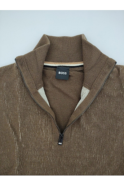 Hugo Boss Pánský hnědý vlněný pulovr se stojáčkem na zip Velikost L | Hugo Boss | obrázek 5