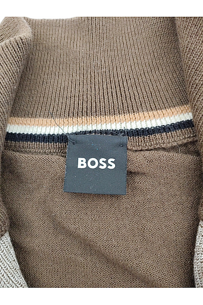 Hugo Boss Pánský hnědý vlněný pulovr se stojáčkem na zip Velikost L | Hugo Boss | obrázek 6