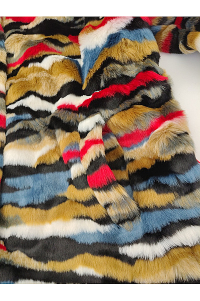 DESIGUAL Barevná chlupatá zimní bunda s kapucí Velikost L | DESIGUAL | obrázek 3