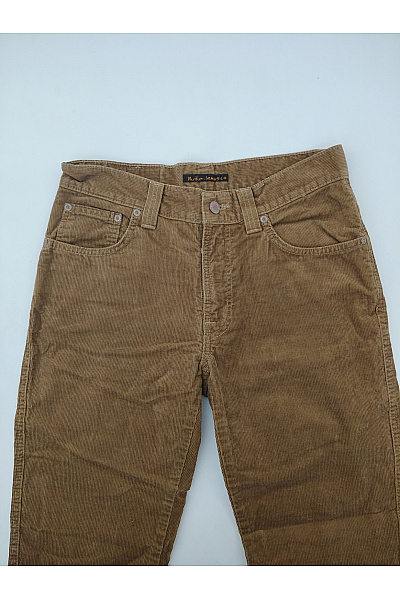 Nudie Jeans Pánské hnědé manšestrové kalhoty bavlněné rovné Vel. US W30 L32 | Nudie Jeans | obrázek 4