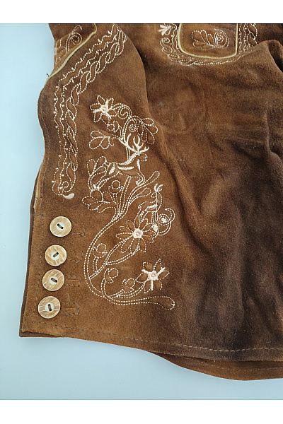 Trachten Deiser Kožené pánské krátké kraťasy s laclem a kšandami vintage Velikost DE 50 | Trachten Deiser | obrázek 3